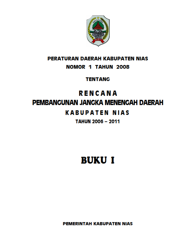 Rencana Pembangunan Jangka Menengah Daerah Kabupaten Nias 2006-2011